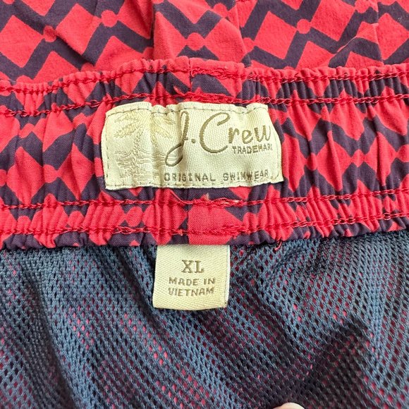 J Crew Swim Trunk 6" inseam Red Navy Print XL Beach Pool Preppy Vacation #AH834 - Picture 2 of 11